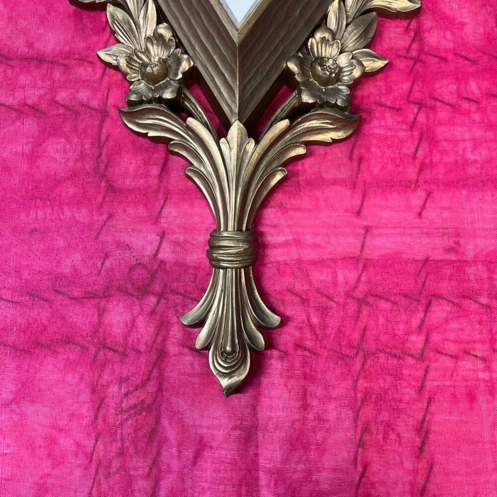Vintage Syroco Wall clock #1050 Bow on top floral Hollywood Regency MCM - Picture 6 of 8